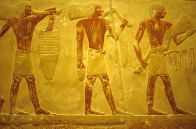 Muinainen Egypti, Seinien kaiverrus/maalaus, Mastaba/Idoutin hauta, Saqqara, 2323-2150 eKr., Kantajia uhreineen (kuva) tekijältä School Egyptian