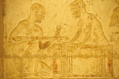 Muinainen Egypti, seinäkaiverrukset/maalaukset, Petosiriksen hauta, Tuna el Gebel, 300 eKr., Puusepät työssä (kuva) tekijältä School Egyptian