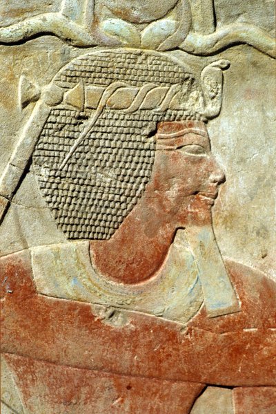 Muinainen Egypti, Seinämaalaus/kaiverrus, Faarao Atefin kruunussa, Karnakin temppeli, Luxor (kuva) tekijältä School Egyptian