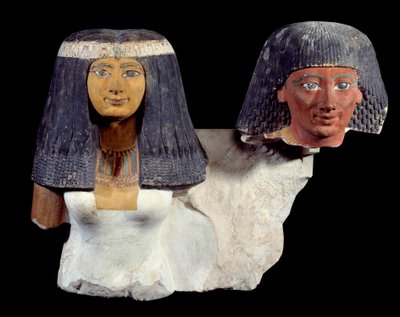 Muinaisen Egyptin taide: Senynefer ja hänen vaimonsa Hatshepsut (1410 eKr.). Veistos 18. dynastian uudesta imperiumista. Pariisi, Musee du Louvre. tekijältä School Egyptian