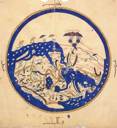 Kopio Muhammad al-Idrisin laatimasta maailmankartasta, noin 1130. tekijältä School Egyptian