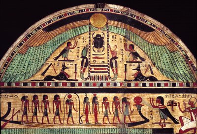 Amon Ousirourin suuren papin hautausmaa. (Maalaus puulle, 3. vuosisadalla eKr.) tekijältä School Egyptian