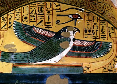 Luxor - Thebes: Niilin vasen ranta. Deir el Medineh: käsityöläisten hautausmaa. Sennedjemin hauta. 18. dynastia. Jumalan Horuksen edustus tekijältä School Egyptian