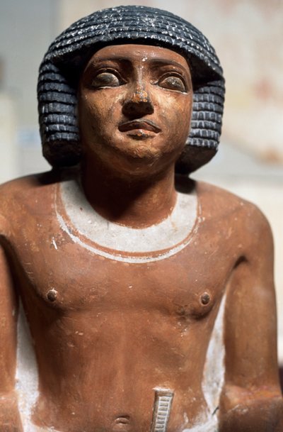 Mieshahmo, Maalattu kalkkikivipatsas, Egyptin sivilisaatio, Yksityiskohta tekijältä School Egyptian