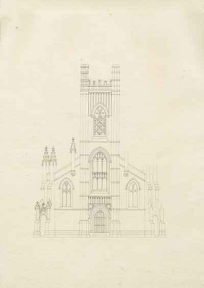 Burton-upon-Trent - Holy Trinity Church: piirustus, nd [?1820-luku] (piirustus) tekijältä School English