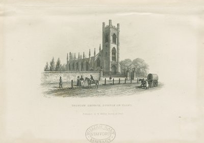 Burton-upon-Trent - Holy Trinity Church: teräskaiverrus ja [1800-luku] (tulostus) tekijältä School English