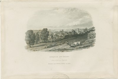 Burton-upon-Trent Bridge and Town: teräskaiverrus ja [?1800-luku] (tulostus) tekijältä School English