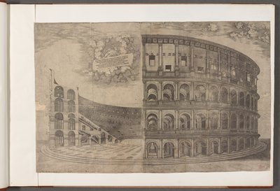 Puuvilla Augustus III, f.53 Colosseum.   Printtejä muinaisista rakennuksista, taiteesta ja niihin liittyvistä kohtauksista, pääasiassa Roomassa tekijältä School English