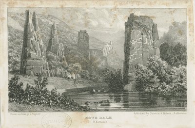 Dovedale - maisema: litografia, nd [n. 1839] (painettu) tekijältä School English