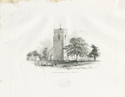 Drayton Bassett Church: litografia (vinjetoitu), nd [c 1825-30] (painettu) tekijältä School English