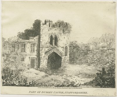 Dudley Castle - The Gatehouse: litografia, nd [c 1801] (painettu) tekijältä School English