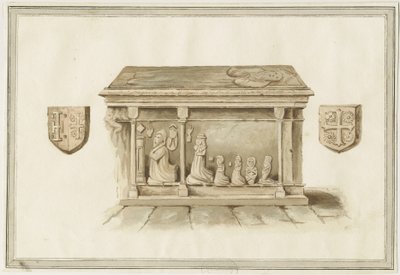 Eccleshallin kirkko: Piispa Benthamin hauta: akvarellimaalaus, nd [?1800-luku] (maalaus) tekijältä School English