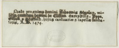 Elford Church - Sir John Stanleyn hauta: kynä- ja mustepiirustus, nd [?1800-luku] (piirustus) tekijältä School English