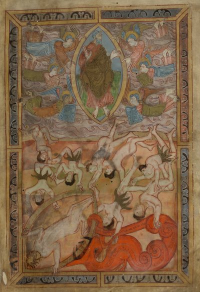 Genesis, Vanha englantilainen heksateukki, Cotton MS Claudius B IV f.2r, noin 1025-1200 (muste pergamentilla). tekijältä School English