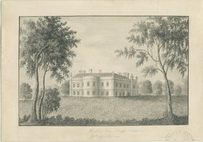 Hatherton Hall: lyijykynäpiirros, nd [c 1860] (piirustus) tekijältä School English