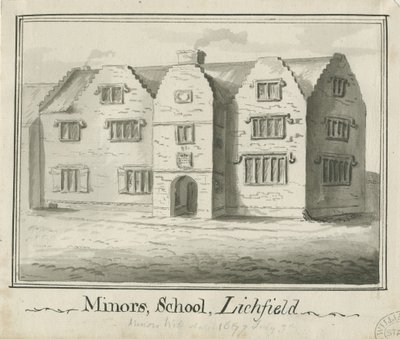 Lichfield - Alaikäisten koulu: seepiapesupiirustus, nd [?1700-luku] (piirustus) tekijältä School English