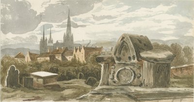 Lichfield - Vanha hauta Pyhän Mikaelin kirkkopihalla: akvarellimaalaus, nd [?1800-luku] (maalaus) tekijältä School English