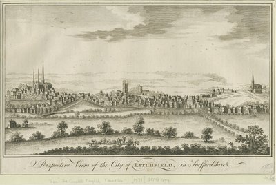 Lichfield - Lounaisnäkymä: kaiverrus, nd [1771] (painettu) (printti) tekijältä School English