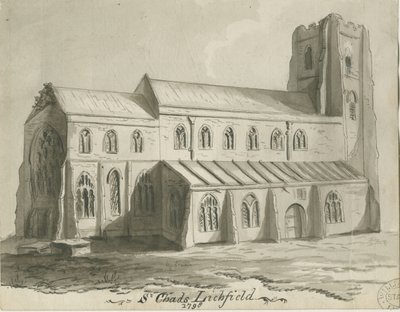Lichfield - St. Chadin kirkko: seepiapiirros tekijältä School English