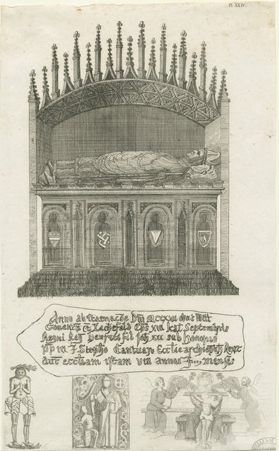 Lichfieldin katedraali - Piispan hauta [?Piispa Cornhill]: etsaus, nd [?1700-luvun loppu] (painettu) tekijältä School English
