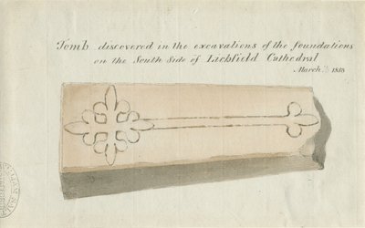 Lichfieldin katedraali - Hauta: seepiapiirustus, [1813] (piirustus) tekijältä School English