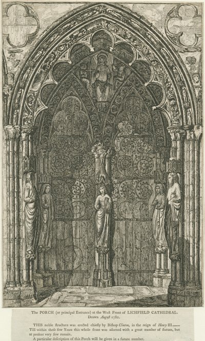 Lichfield Cathedral - West Doorway: etsaus, elokuu 1782 (tulostus) tekijältä School English