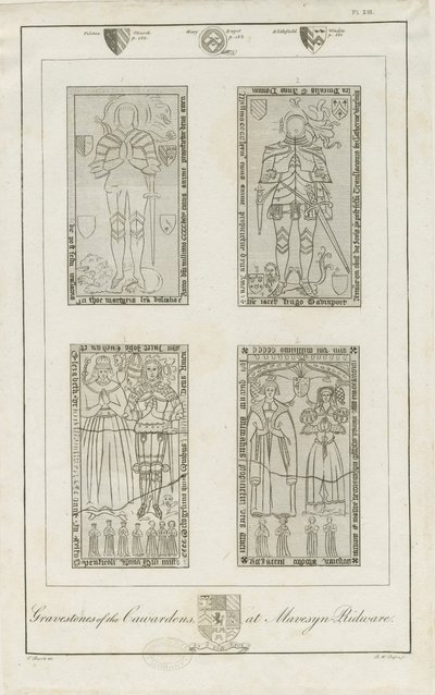 Mavesyn Ridware - Carwardensin hautakivet: kaiverrus, nd [1700-luvun lopulla] (painettu) tekijältä School English