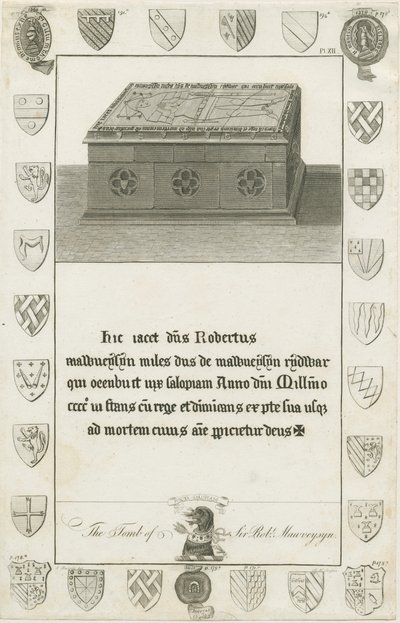 Mavesyn Ridware - Sir Robert Mavesynin hauta: kaiverrus, nd [1700-luvun loppu] (painettu) tekijältä School English