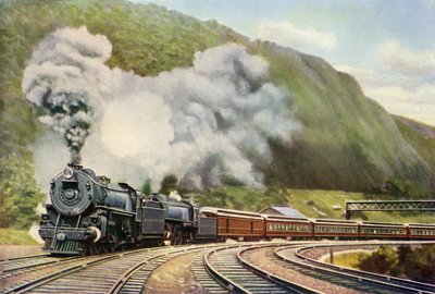 New Yorkin ja Chicagon välinen pikajunayhteys, Harry Goldingin The Wonder Book of Railways -kirjasta (painettu). tekijältä School English