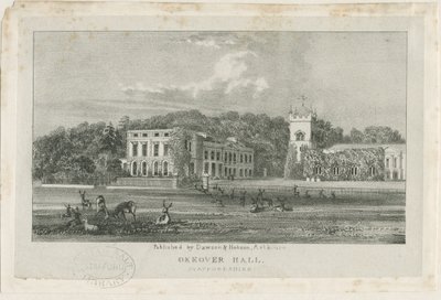 Okeover Hall - litografia, nd [c 1839] (painettu) tekijältä School English