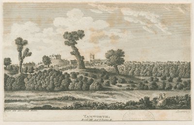Tamworth Castle: kaiverrus ja [?1800-luku] (painettu) tekijältä School English