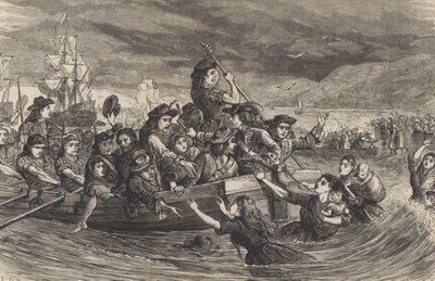 Villihanhet – Jacobite-irlantilaiset sotilaat lähtevät Limerickistä Ranskaan vuonna 1691 (kaiverrus) tekijältä School English
