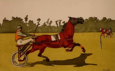 Trotting Pony Pulling a Racing Cart (poshoir painatus) tekijältä School English