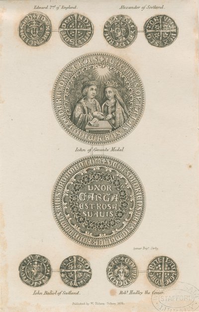Tutbury - Keskiaikaisten kolikoiden levy: kaiverrus, nd [c 1832] (painettu) tekijältä School English