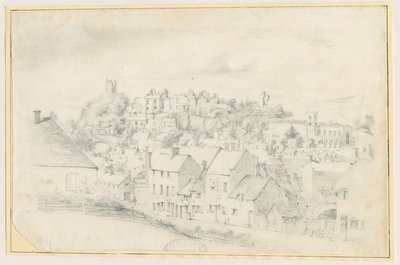 Tutbury - Kaupunki, kirkko ja linna: lyijykynäpiirros, nd [?1800-luku] (piirustus) tekijältä School English