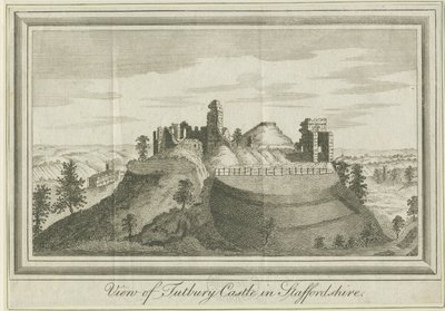 Tutbury Castle - East View: kaiverrus, nd [1731] (tulostus) tekijältä School English