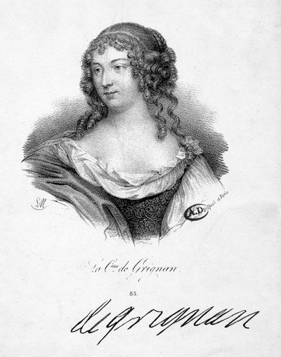 Francoise Marguerite de Sevigne, Grignanin kreivitär (1648-1705), Marie de Rabutin-Chantalin (Rabutin Chantal) tytär, Sevignen markiisi dit Madame de Sevigne (1626-1696) - kaiverrus, n.d. tekijältä School French