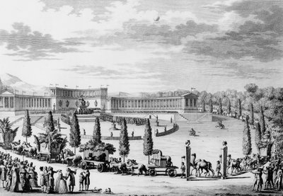 Ranskan vallankumous: Ranskan tieteen ja taiteen muistomerkkien voittoisan sisäänkäynnin kunniaksi 9. ja 10. Thermidor An VI (28. heinäkuuta 1798) konsuli Napoleon Bonaparten (1769-1821) määräyksestä annettu juhla (ryöstökampanja) . Pariisi, tekijältä School French