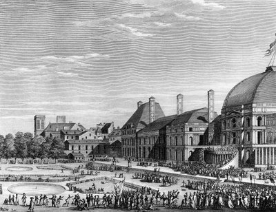 Ranskan vallankumous: Ylin republikaanien juhla 8. kesäkuuta 1794 Champs de Marsilla, jota johti Maximilien de Robespierre (1758-1794). Pariisi, Vallankumouksen historian instituutin kirjasto tekijältä School French