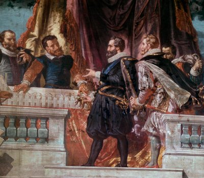 Louvren siiven suunnitelmien esittely kuningas Henrik IV:lle (1553-1610) Kuningas Henrik IV otti vastaan arkkitehti Jacques Androuet du Cerceaun noin 1593. tekijältä School French