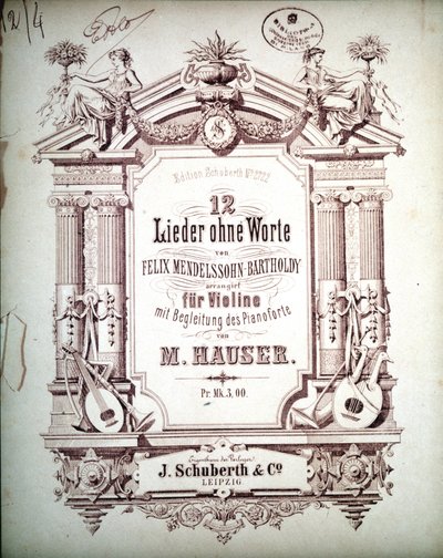 12 Lieder ilman sanoja pianon säestyksellä, Felix Mendelssohn (litho) tekijältä School German