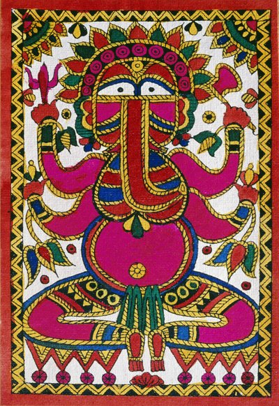 Elefantin pään jumala Ganesh (öljy kankaalle) tekijältä School Indian