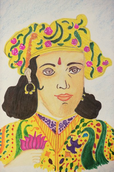 Keisari Ashoka (akvarelli) tekijältä School Indian