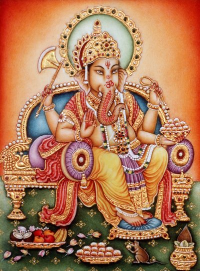 Lord Ganesh Ganpati miniatyyri maalaus Ivory tekijältä School Indian