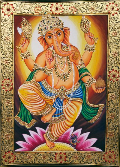 Lord Ganesha Ganpati miniatyyri maalaus paperille tekijältä School Indian