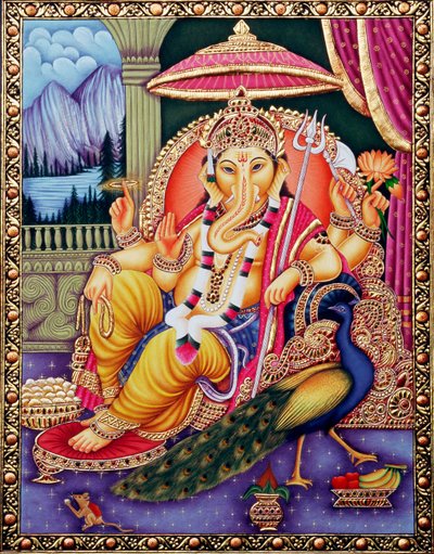 Lord Ganesha Ganpati miniatyyri maalaus paperille tekijältä School Indian