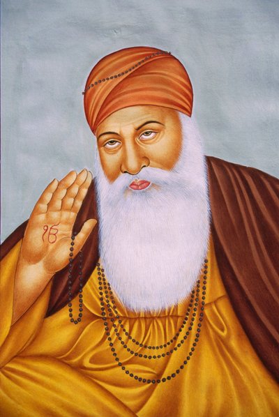 Lord Guru Nanak miniatyyri maalaus paperille tekijältä School Indian