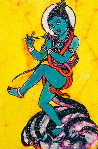 Lord Krishna Kaliya Mardhan Batik maalaus tekijältä School Indian