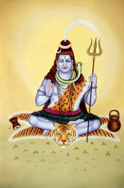 Lord Shiva Shanker miniatyyri maalaus paperille tekijältä School Indian