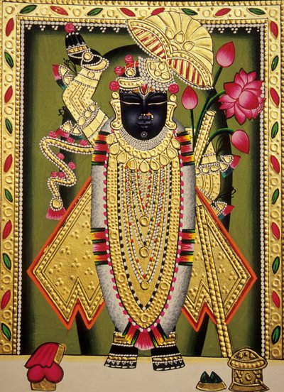 Lord Shrinathan Nathdwaran miniatyyri maalaus paperille tekijältä School Indian